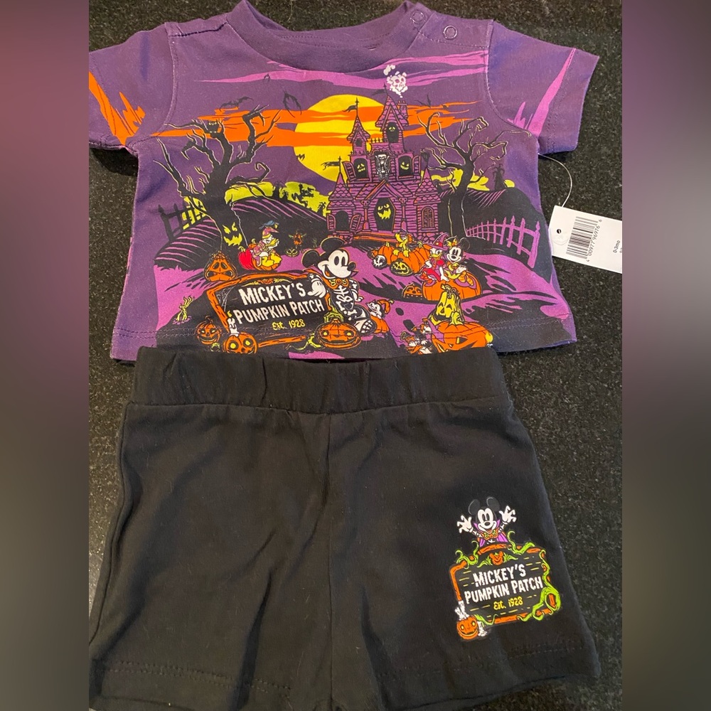 Disney Baby Mickey Pumpkin Patch Halloween 2-piece House Outfit 0-3 Months New